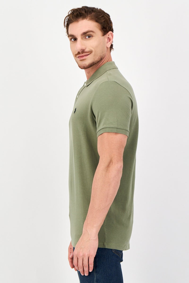 U.S. Polo Assn. Men Regular Fit Embroidered Logo Short Sleeve Polo Shirt, Olive - Image 2